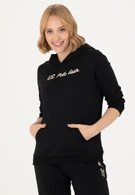 Kadın Siyah Kapüşonlu Sweatshirt - 50276015007