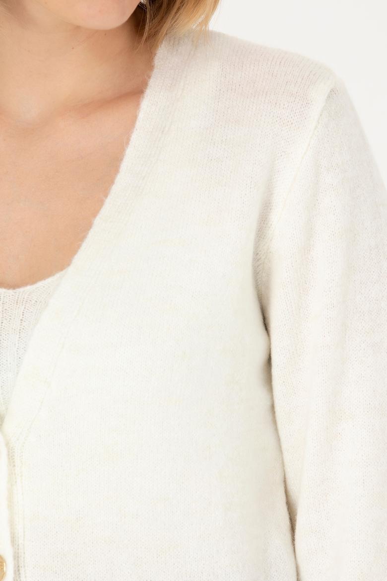 Kadın Ekru Triko Hırka - 50269494046