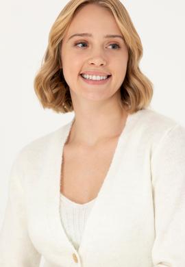 Kadın Ekru Triko Hırka - 50269494046