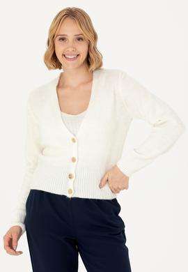 Kadın Ekru Triko Hırka - 50269494046