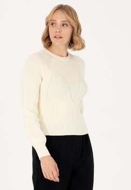 Kadın Krem  Bisiklet Yaka Kazak - 50270430018