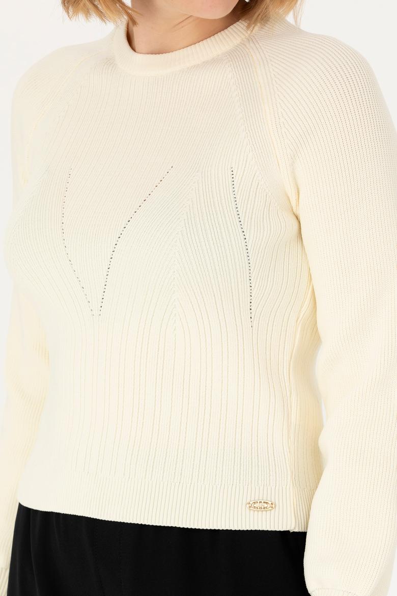 Kadın Krem  Bisiklet Yaka Kazak - 50270430018