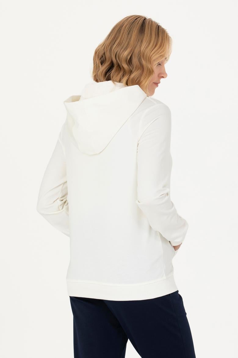 Kadın Ekru Kapüşonlu Sweatshirt - 50276015016