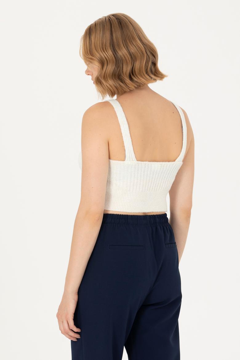 Kadın Ekru V Yaka Kazak - 50269506038