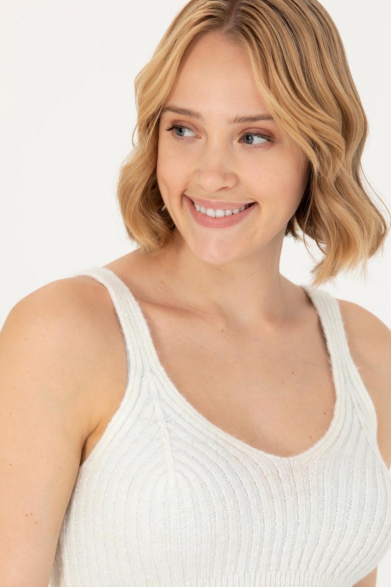 Kadın Ekru V Yaka Kazak - 50269506038