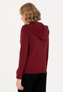 Kadın Bordo Kapüşonlu Basic Sweatshirt - 50272060066