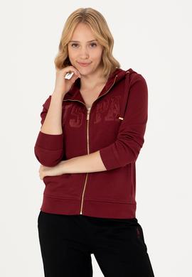 Kadın Bordo Kapüşonlu Basic Sweatshirt - 50272060066