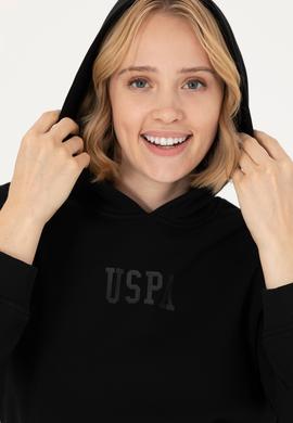 Kadın Siyah Kapüşonlu Basic Sweatshirt - 50271557037