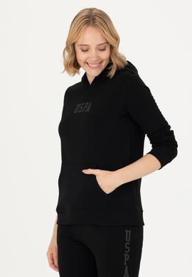 Kadın Siyah Kapüşonlu Basic Sweatshirt - 50271557037