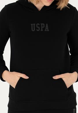 Kadın Siyah Kapüşonlu Basic Sweatshirt - 50271557037