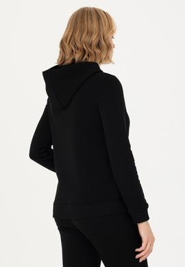 Kadın Siyah Kapüşonlu Basic Sweatshirt - 50271557037