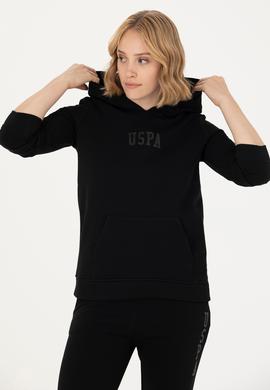 Kadın Siyah Kapüşonlu Basic Sweatshirt - 50271557037