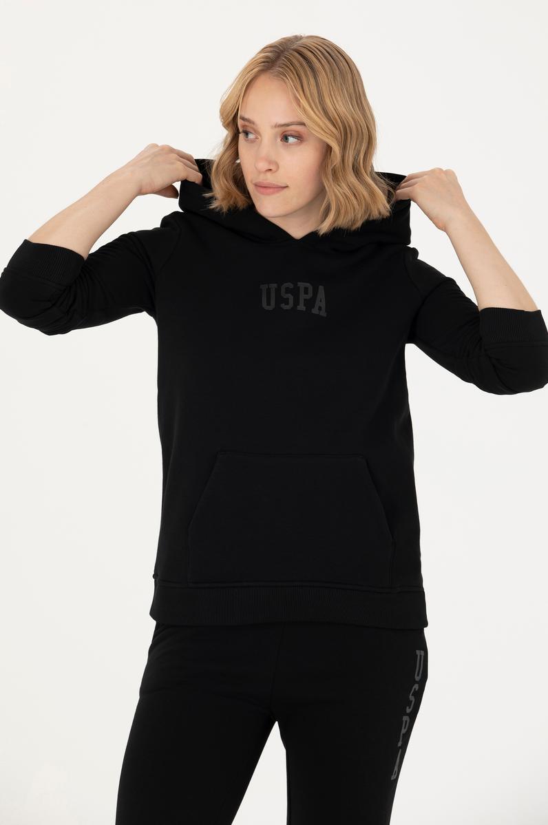 Kadın Siyah Kapüşonlu Basic Sweatshirt