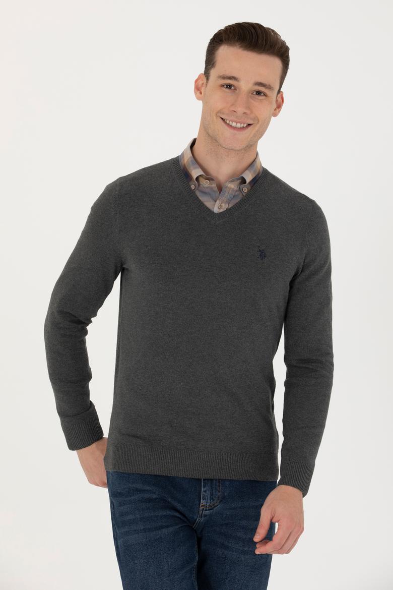 Erkek Antrasit Melanj Basic Kazak - 50275819060