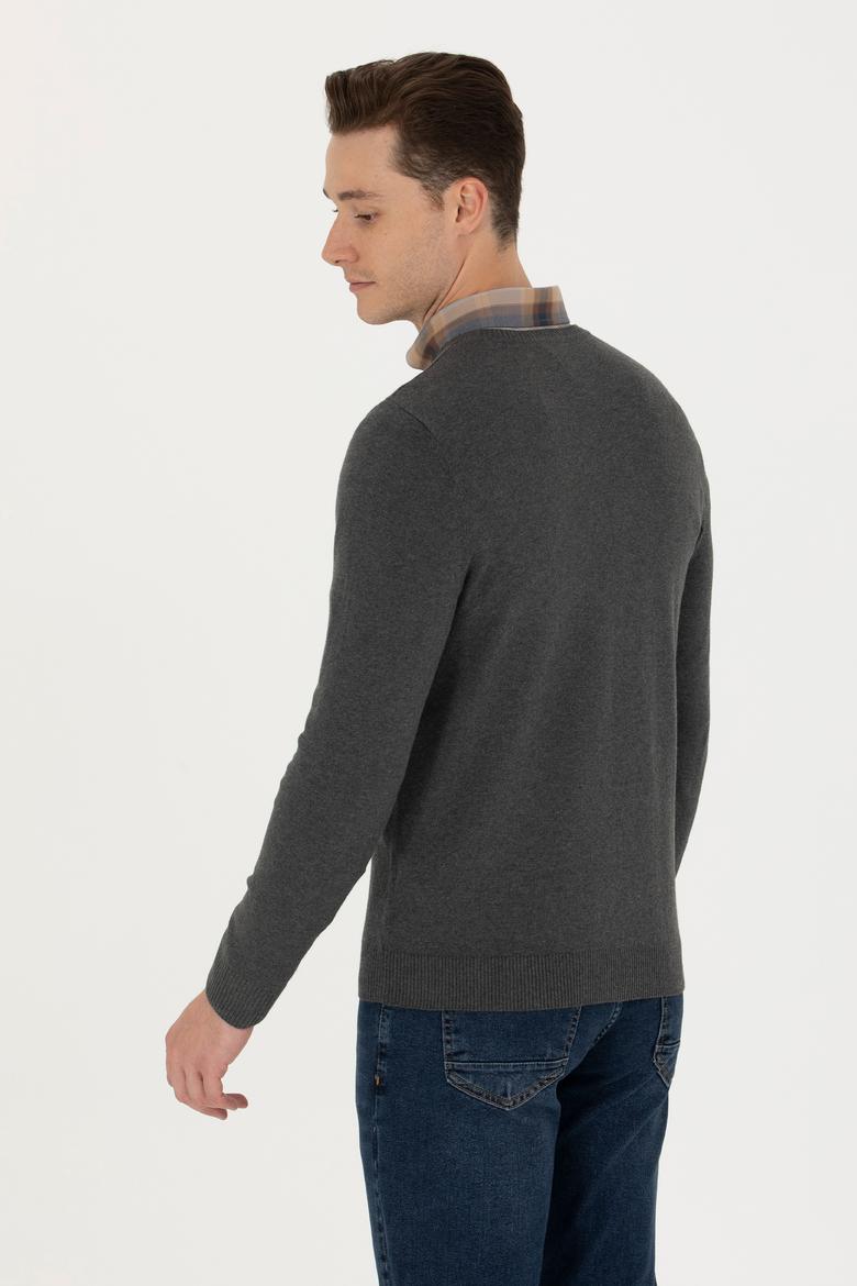 Erkek Antrasit Melanj Basic Kazak - 50275819060