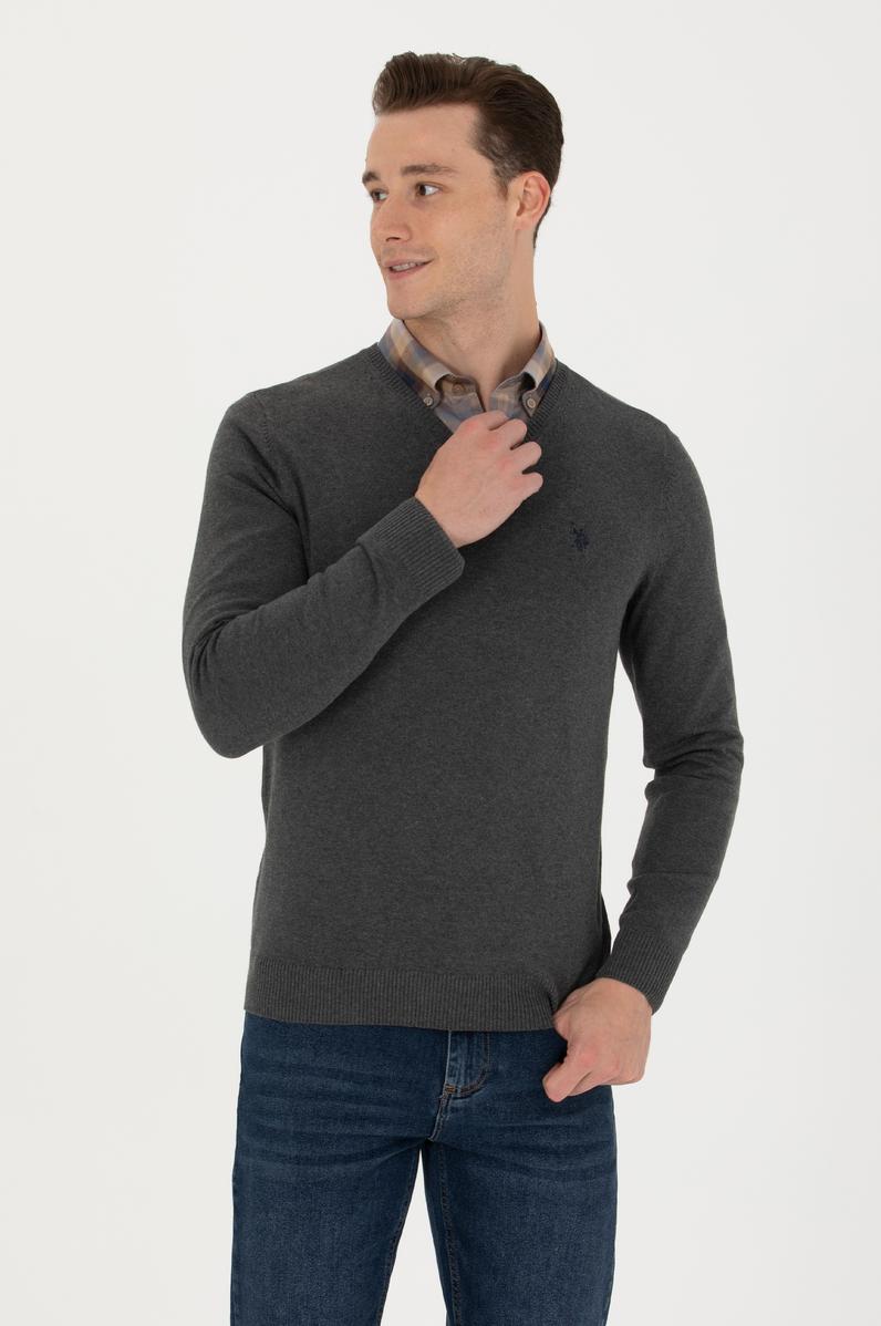 Erkek Antrasit Melanj Basic Kazak