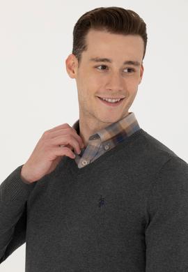 Erkek Antrasit Melanj Basic Kazak - 50275819060