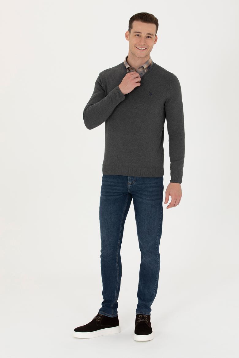 Erkek Antrasit Melanj Basic Kazak - 50275819060