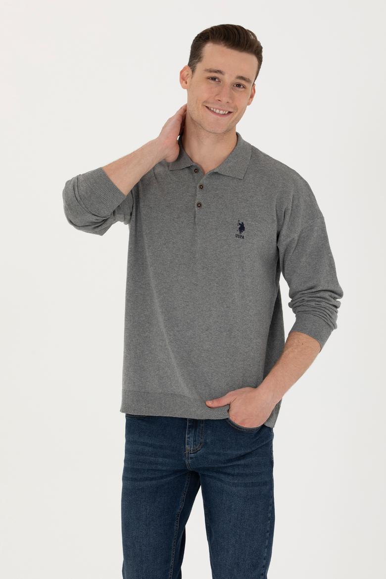 Erkek Gri Melanj Basic Kazak