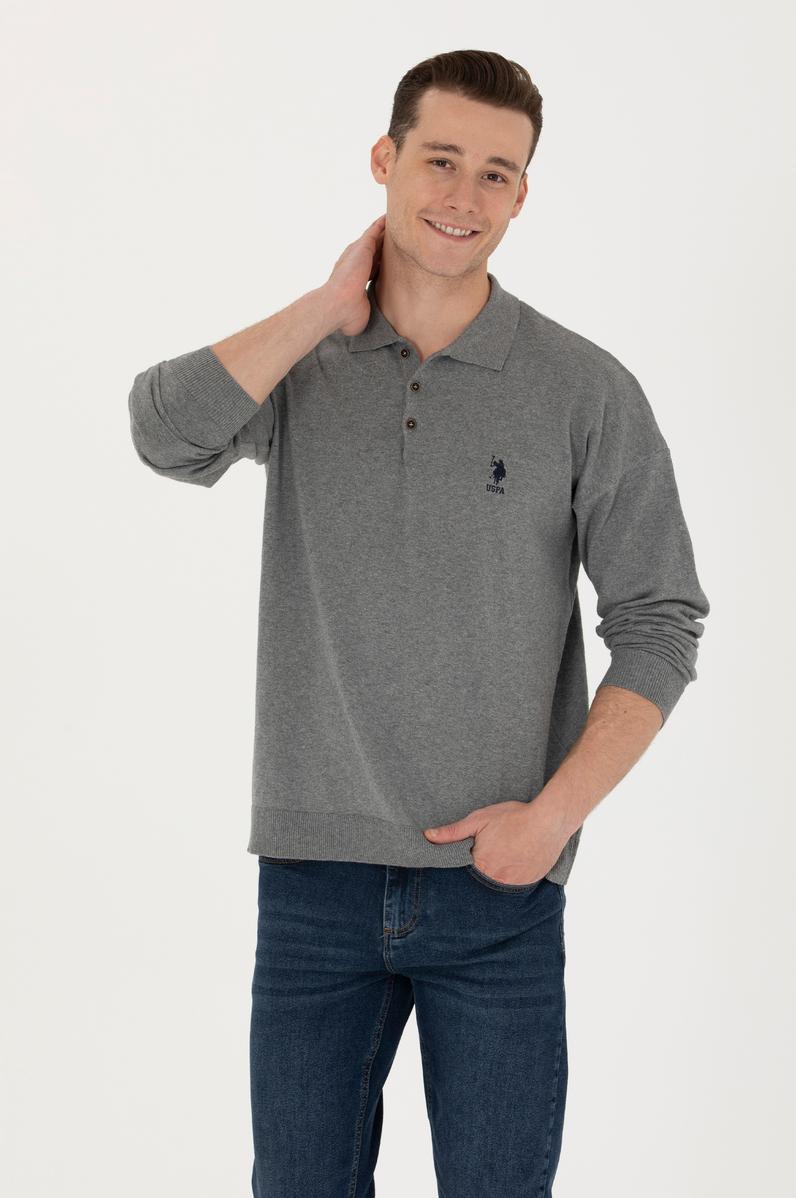 Erkek Gri Melanj Basic Kazak