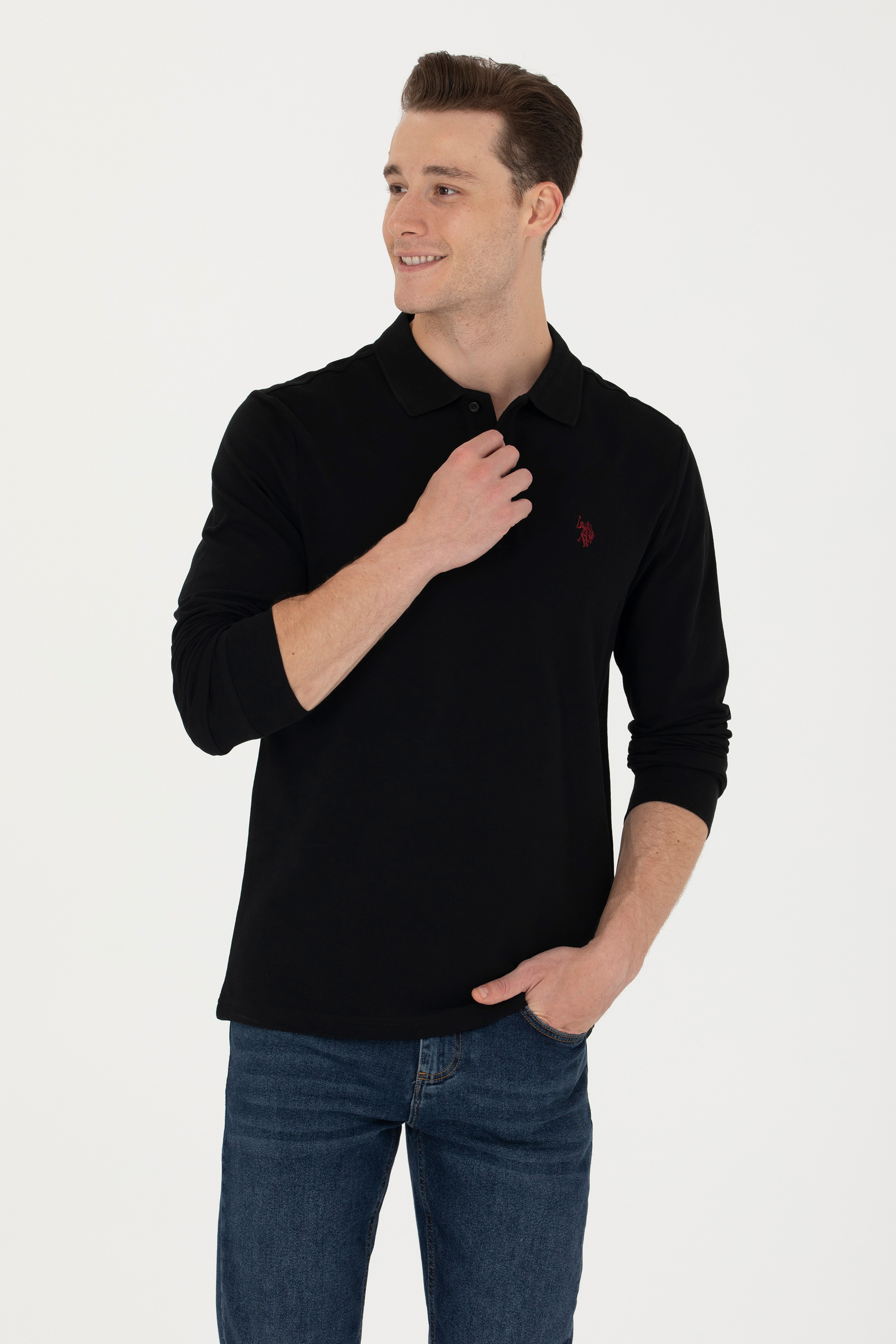 Erkek Siyah Basic Sweatshirt - Image 1