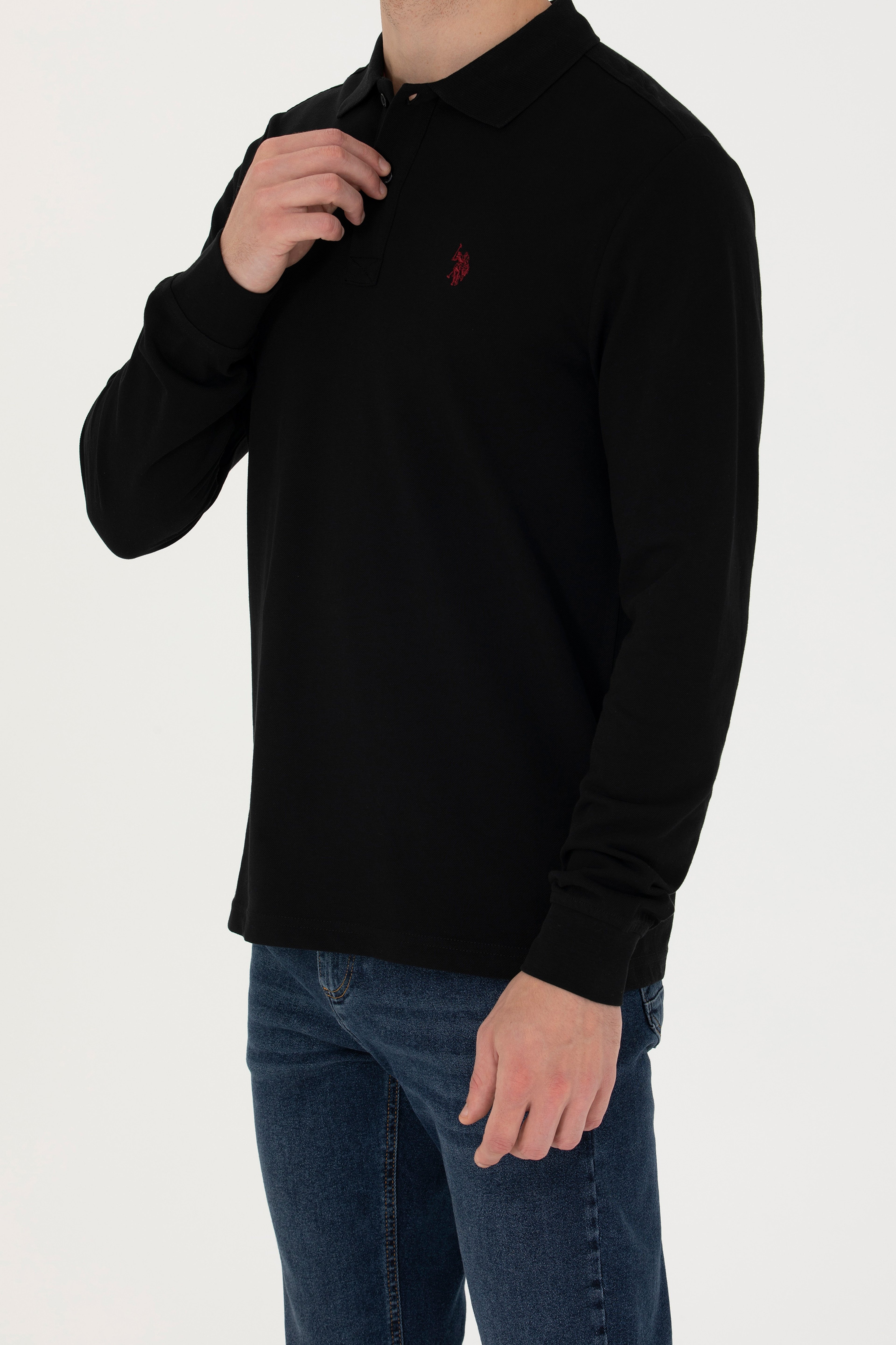 Erkek Siyah Basic Sweatshirt - Image 6