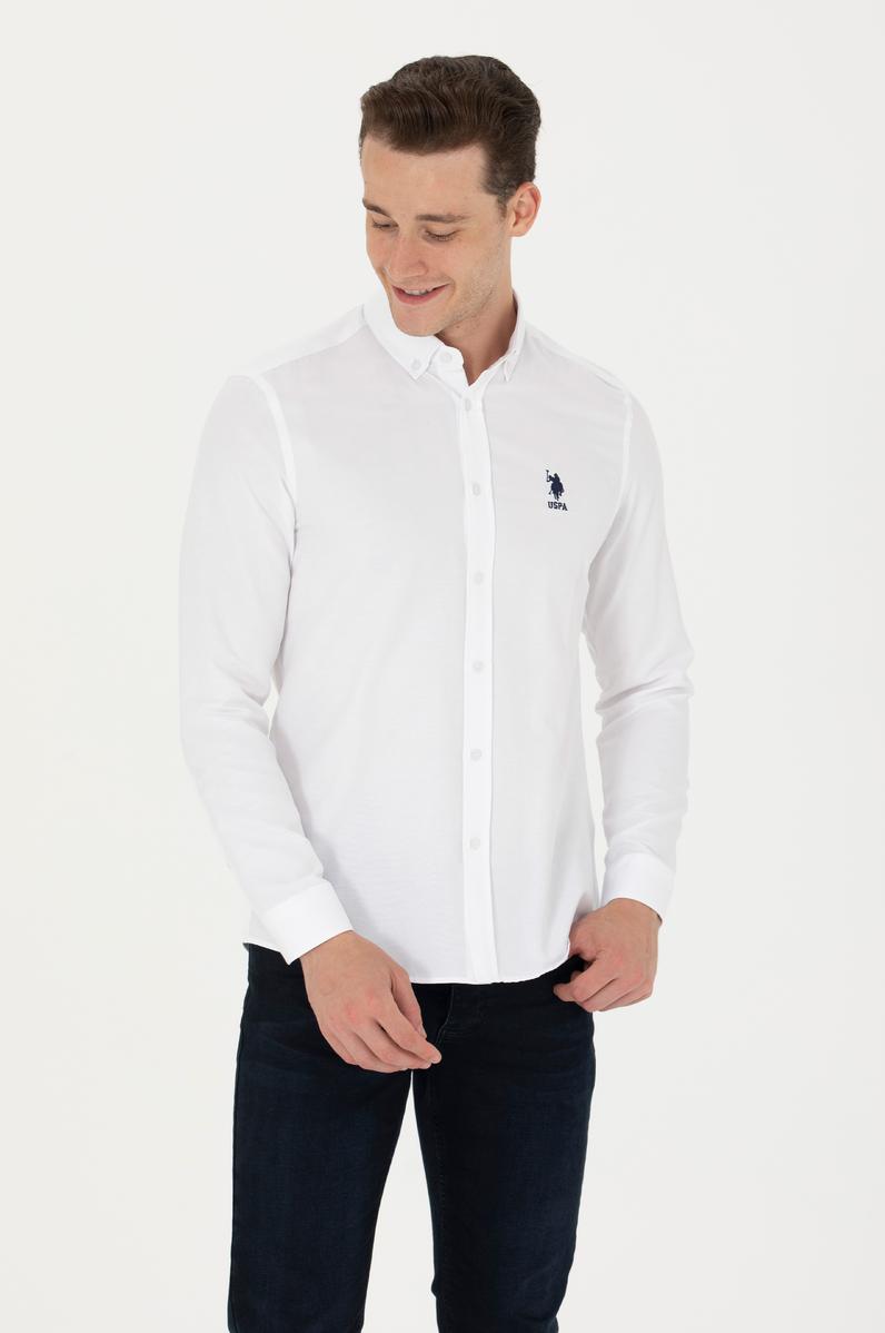Erkek Beyaz Uzun Kollu Basic Gömlek