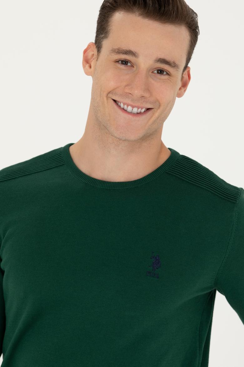 Erkek Yeşil Basic Kazak - 50269003019