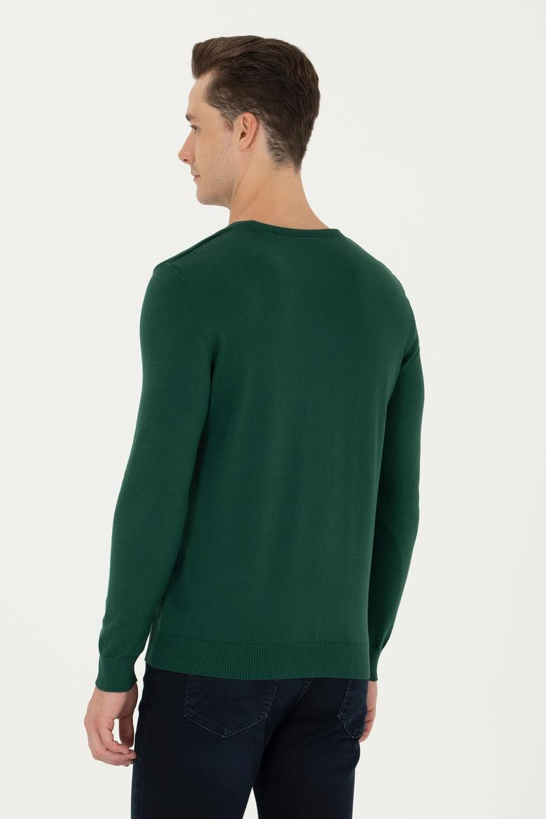 Erkek Yeşil Basic Kazak - 50269003019