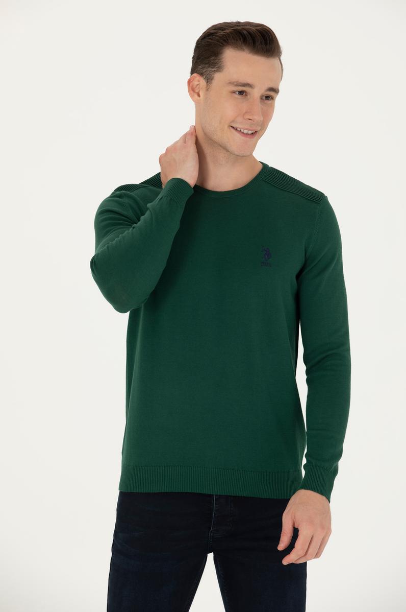 Erkek Yeşil Basic Kazak