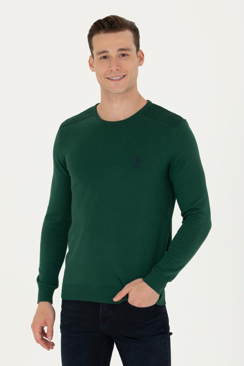 Erkek Yeşil Basic Kazak - 50269003019