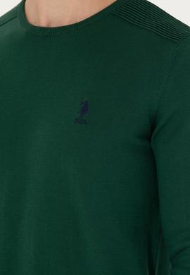 Erkek Yeşil Basic Kazak - 50269003019