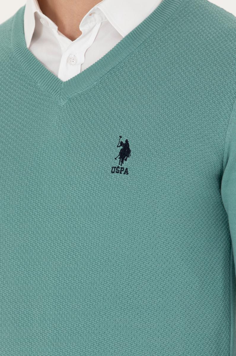 Erkek Mint V Yaka Kazak