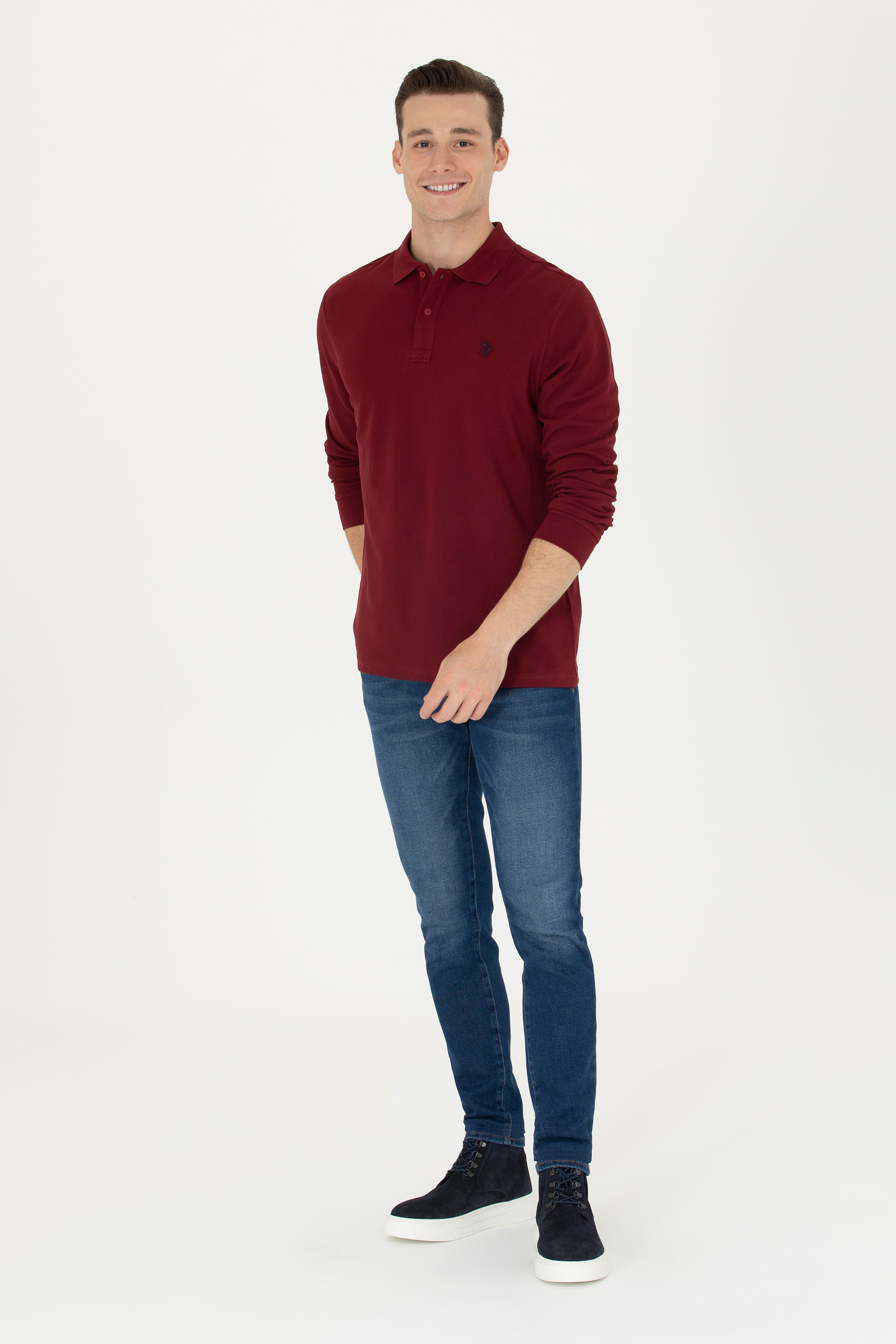 Erkek Bordo Basic Sweatshirt