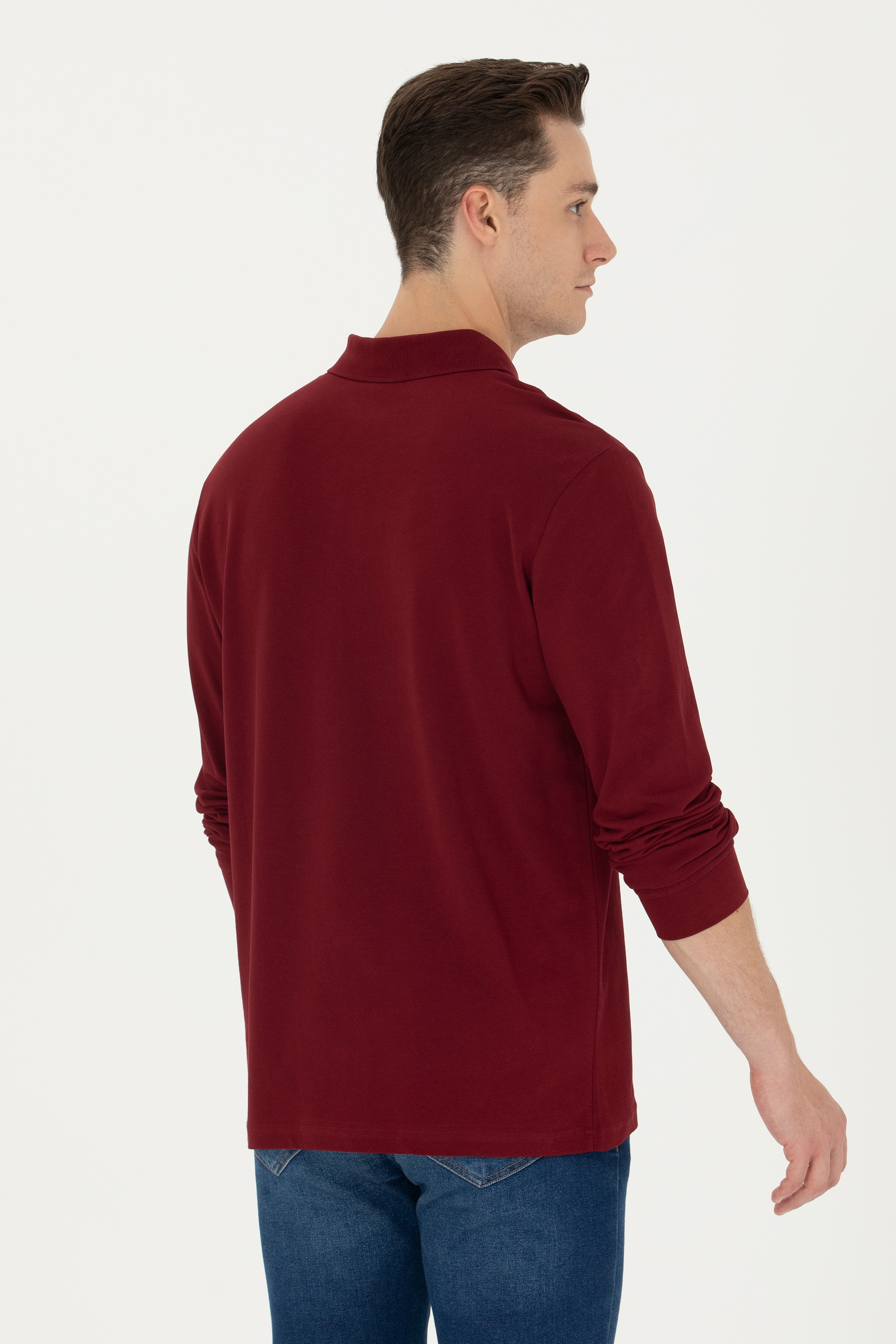 Erkek Bordo Basic Sweatshirt - Image 5