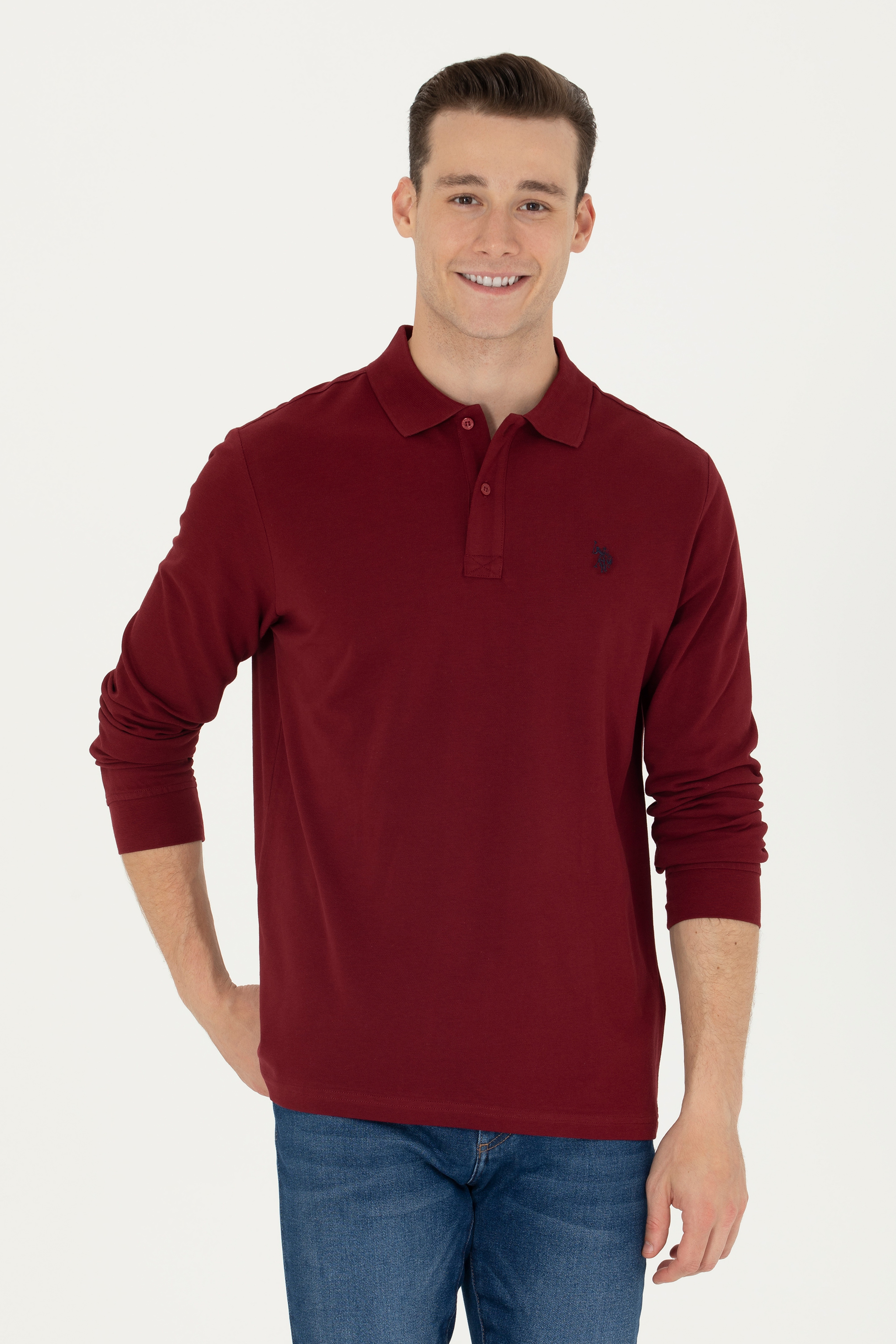 Erkek Bordo Basic Sweatshirt - Image 1