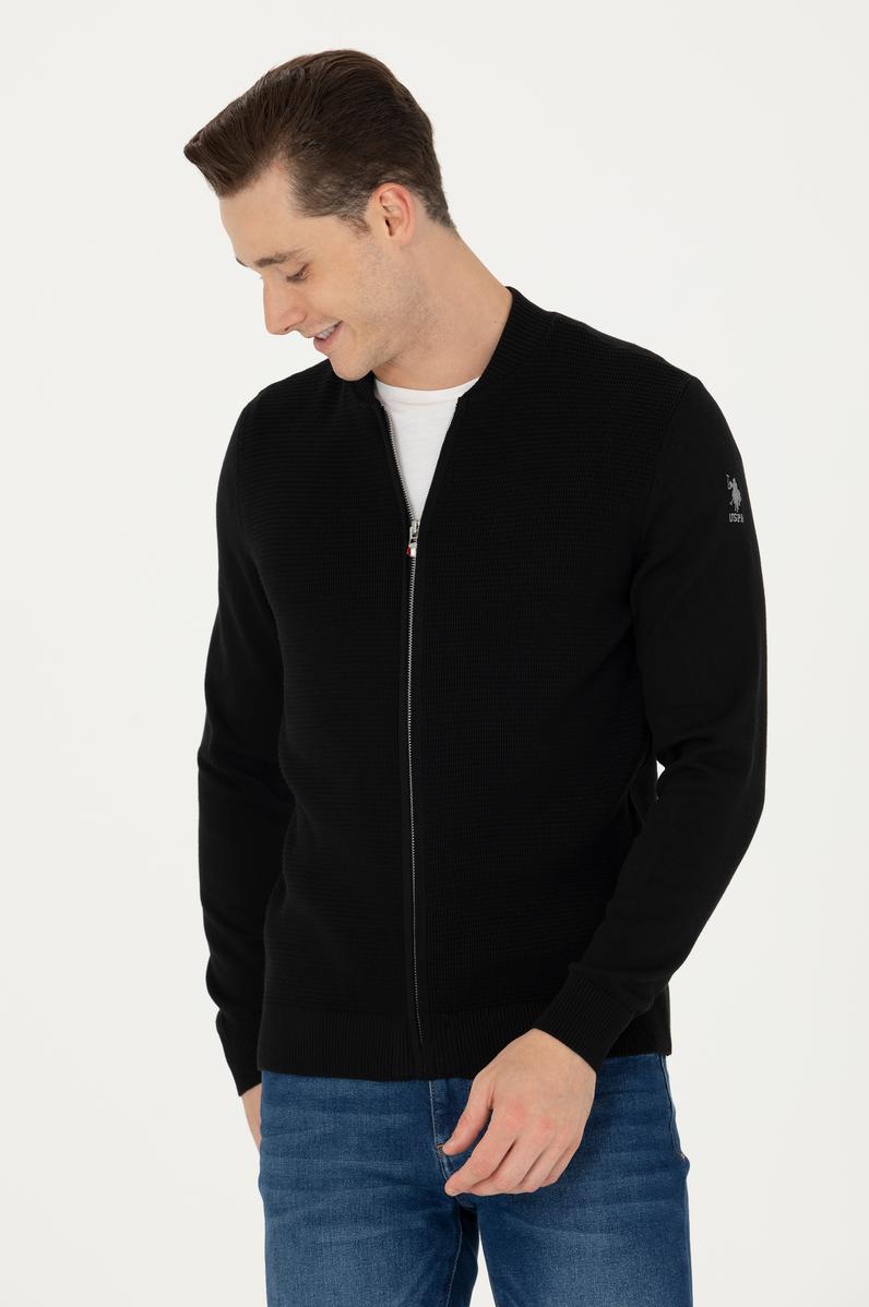 Erkek Siyah Basic Triko Hırka