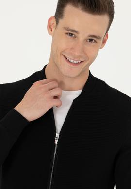 Erkek Siyah Basic Triko Hırka - 50269410010