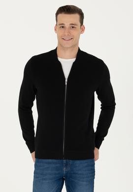 Erkek Siyah Basic Triko Hırka - 50269410010