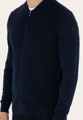 Erkek Lacivert Basic Triko Hırka - 50269410019