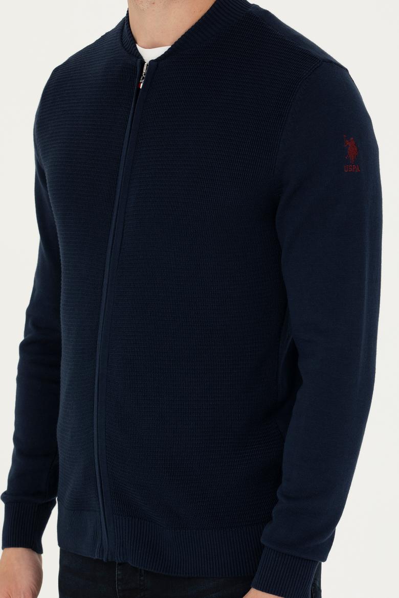 Erkek Lacivert Basic Triko Hırka - 50269410019