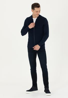 Erkek Lacivert Basic Triko Hırka - 50269410019