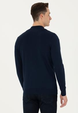 Erkek Lacivert Basic Triko Hırka - 50269410019