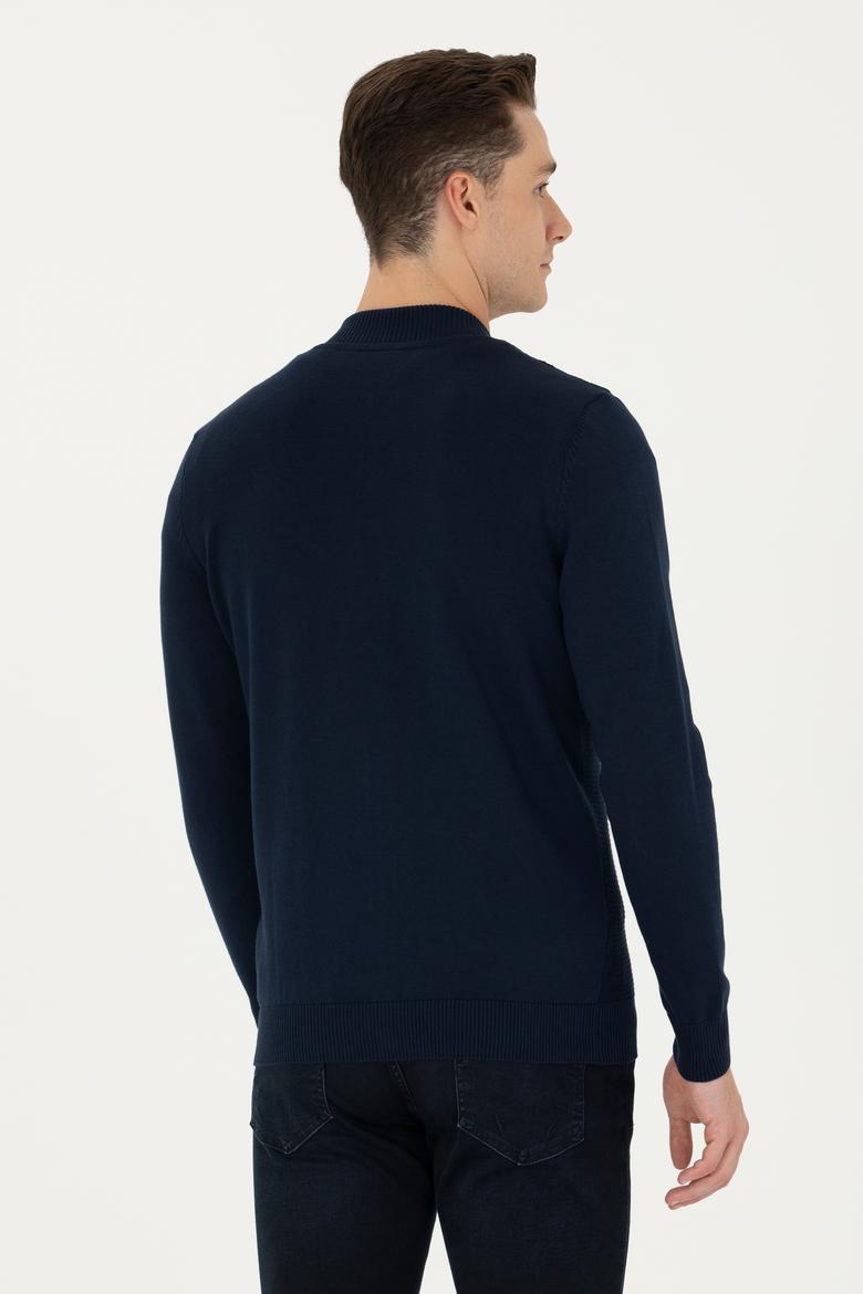 Erkek Lacivert Basic Triko Hırka - 50269410019