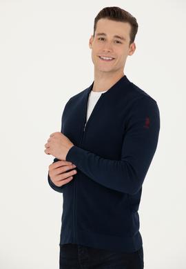 Erkek Lacivert Basic Triko Hırka - 50269410019