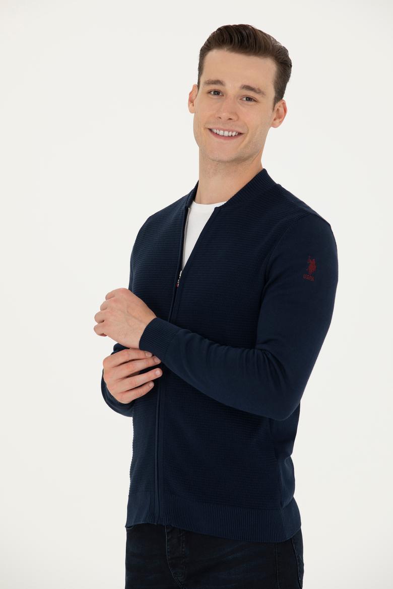 Erkek Lacivert Basic Triko Hırka