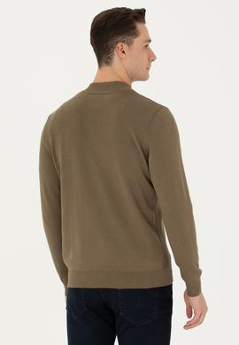 Erkek Haki Melanj Basic Triko Hırka - 50269410034