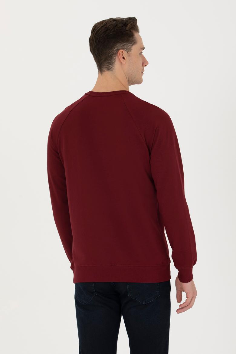 Erkek Bordo Basic Sweatshirt - 50274090023