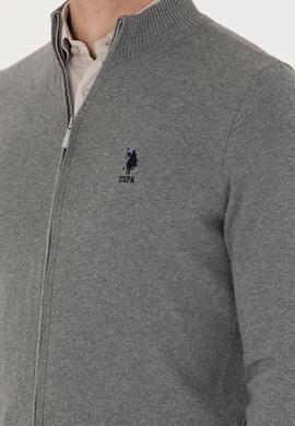 Erkek Gri Melanj Basic Triko Hırka - 50275842024