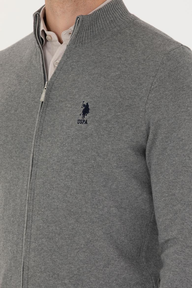 Erkek Gri Melanj Basic Triko Hırka - 50275842024